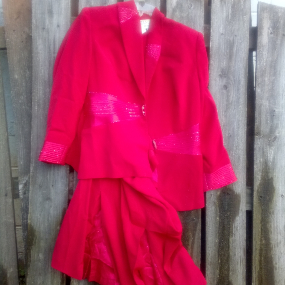 Red blazer & skirt suit